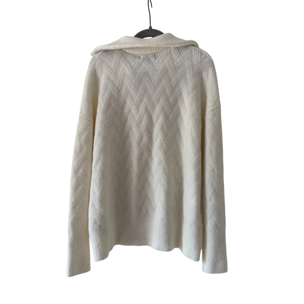 Cynthia Rowley Active White Cable Knit Half Zip Sweater L - Picture 9 of 9
